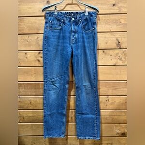 MiH Jeans Made in Italy Button Fly Vintage Blue Denim Straight Leg Women’s 29